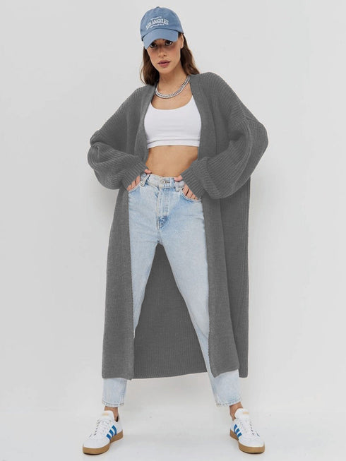 'Kaelis' Full Length Knit Cardigan - Celes Fashion